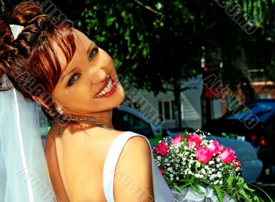 Bride with the bunch of flowers