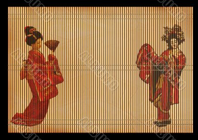 Background - an ancient Japanese reed mat Background - an ancient Japanese reed mat