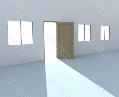 Bright light from an open door Bright light from an open door