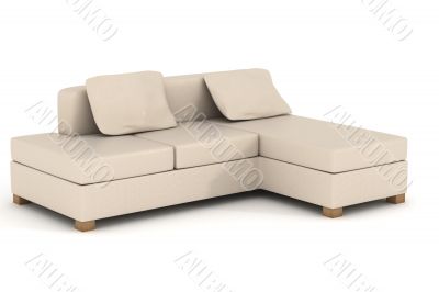 Isolated leather sofa. An interior. 3D image.