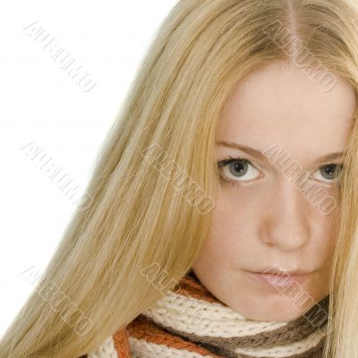 Blond woman in a scarf