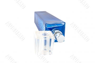 Perfume in deep blue scent-bottle. Perfume in deep blue scent-bottle.