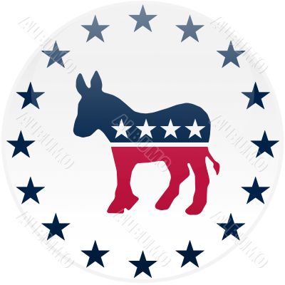 White Democrat Button