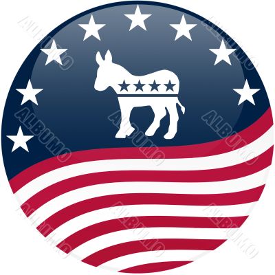 Democrat Button - Waving Flag