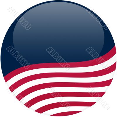 Waving American Flag on Blue