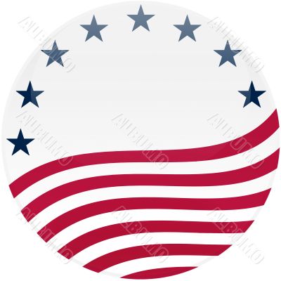 Waving American Flag on White with Stars