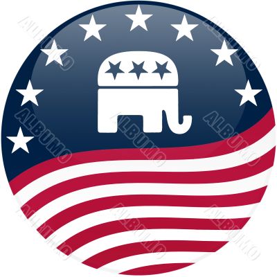 Republican Button - Waving Flag