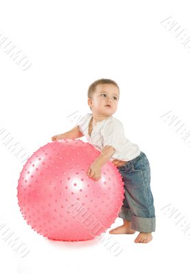 Boy with a fitness ball