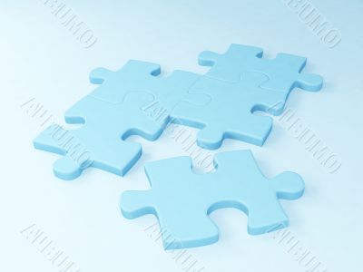 Five parts of a puzzle of blue color