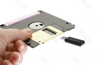 old diskette and USB