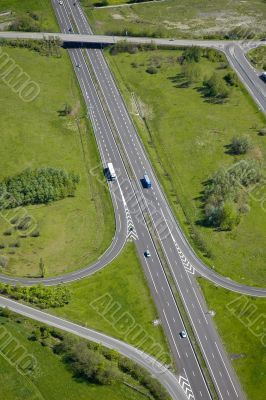Aerial view of a motorway / Highway in France