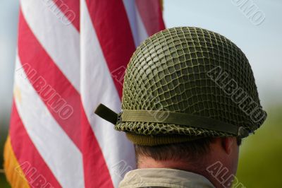 US helmet near United States of America flag US helmet near United States of America flag