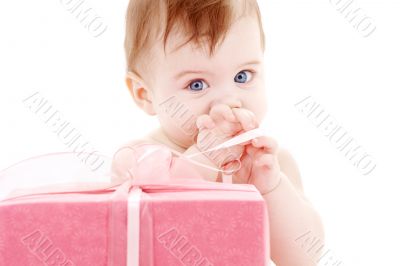 baby boy with gift box baby boy with gift box