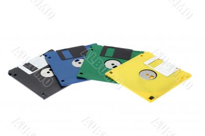 multi-coloured diskettes