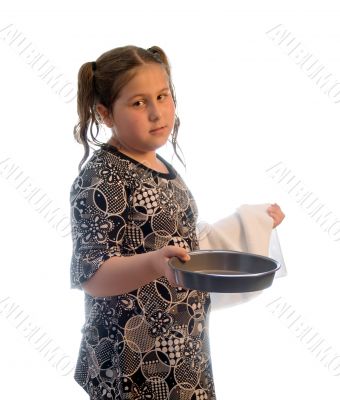 Girl Drying Dishes