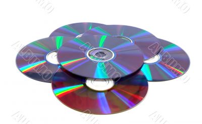 Scattered compact disks close up