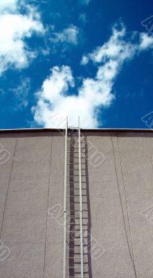 Stairs upwards in the deep blue sky