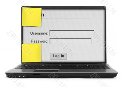 notebook with log in screen