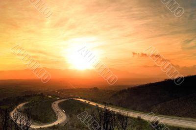 Country road during sunset Country road during sunset