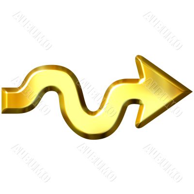 3D Golden Wavy Arrow