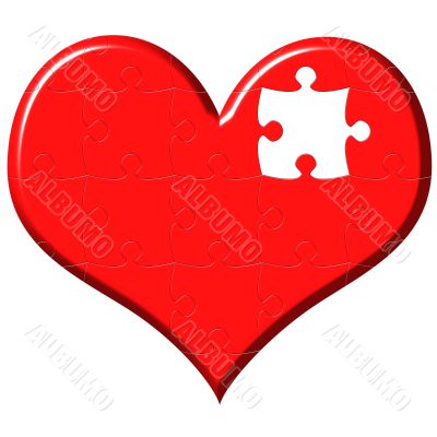 3d heart puzzle with missing piece