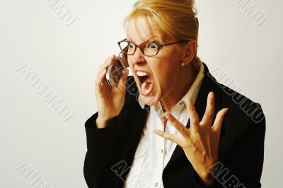 Angry Business Woman on Cell Phone