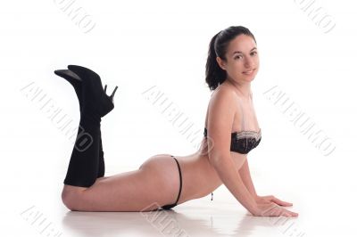beautiful brunette in black bra and thong beautiful brunette in black bra and thong