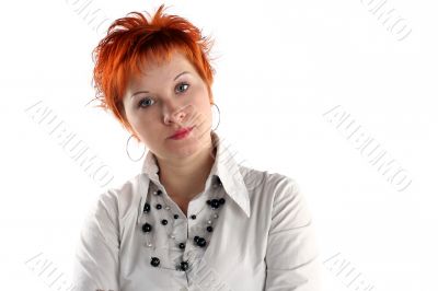 Serious business woman isolaited on white background