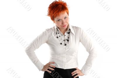 Serious business woman isolaited on white background