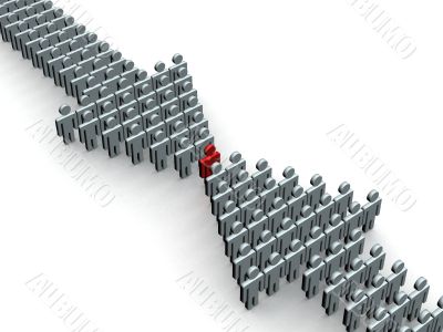 Index made of people. 3D image.