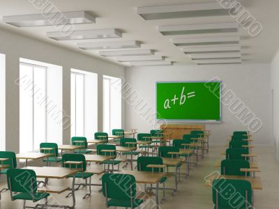 Interior of a school class. 3D image.