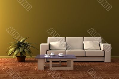 Interior of a living room. 3D image.