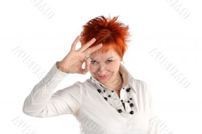 Happy lucky young woman with ok gesture