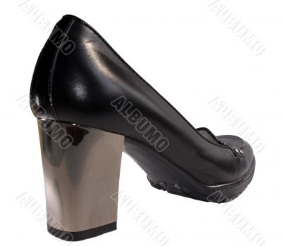 Black shoe on high mirror heel