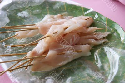 Raw fish skewers