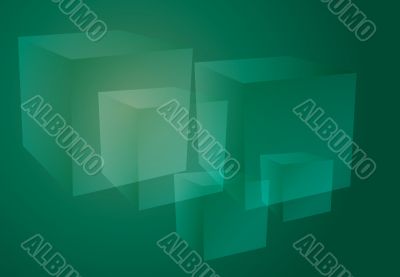 Abstract cubes green