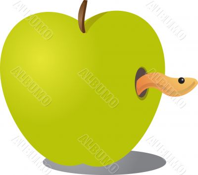 Apple with worm