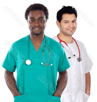 African and caucasian doctors