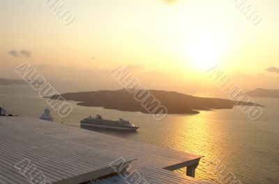 Sunset on a greek island santorini