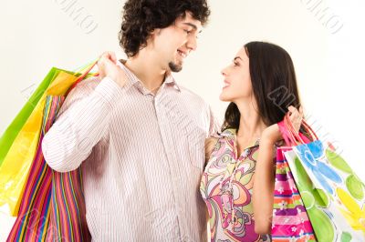 Young couple with bags