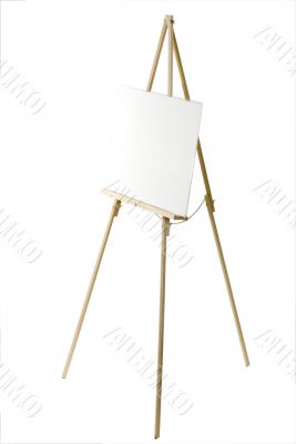 Blank white canvas on an easel