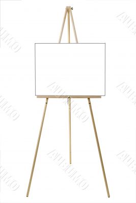 Blank white canvas on an easel