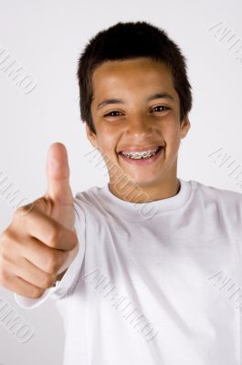 teenage boy with thumb up