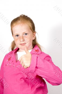 cute little girl with thumb up