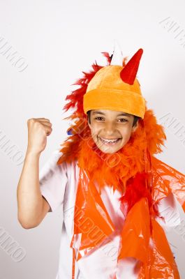 teenage boy cheering for Holland soccerteam