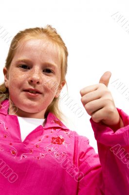 cute little girl with thumb up