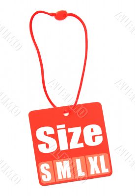 Size Tag isolated on white