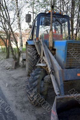 an old blue russian excavator