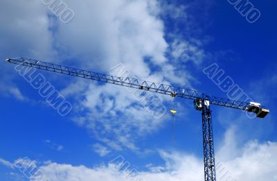 Blue metall tower crane Blue metall tower crane