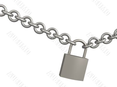 3d closed lock, hanging on a circuit 3d closed lock, hanging on a circuit